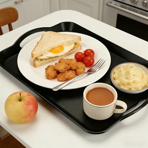 3 Pack Serving Trays with Handles, Rectangular Stackable Tray for for Dinner Snack Fruit Dessert Beverage Appetizer Butler-Kitchen - Image 4