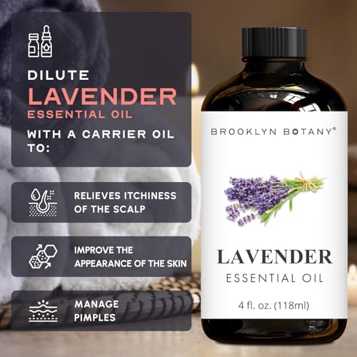 Brooklyn Botany 4 Fl Oz Lavender Essential Oil - 100% Pure & Natural for Aromatherapy and Diffuser