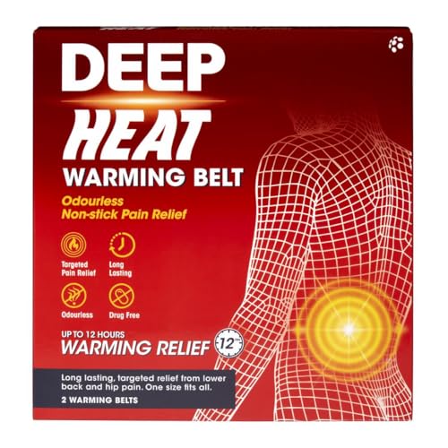 Deep Heat Warming Belt for Aches Pains & Joint Stiffness (Pack of 2 Belts)