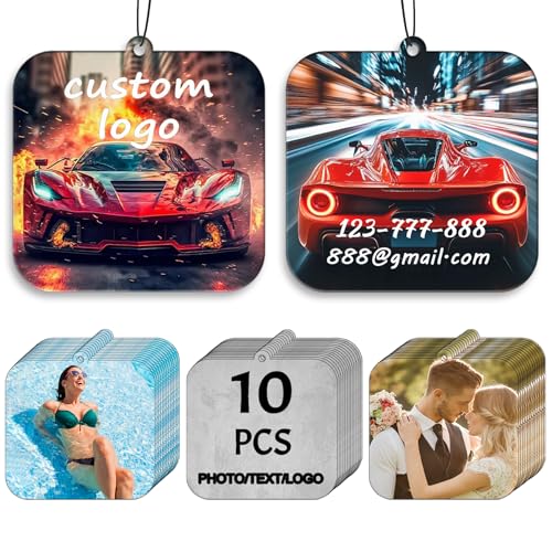10-100Pcs Custom Bulk Car Air Fresheners with Picture Photo Logo, Personalized Scents Air Fresheners Car Deco Accessories (10-Square)