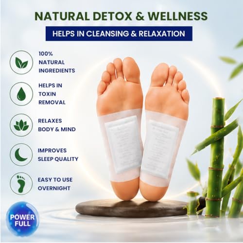Image of Shatras Herbal Foot Patch for Detox & Relaxation | Overnight Foot Pads for Tired Feet | Natural Ingredients for Sleep Aid, Pain Relief, Toxin Removal with Bamboo Vinegar Foot Patches with Adhesive Sheets-20 Pieces (PACK OF-2)