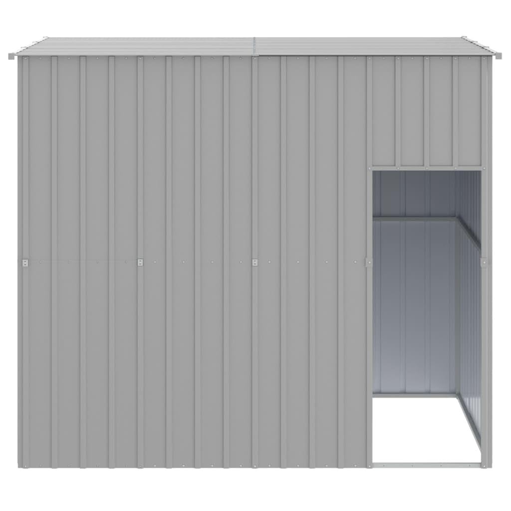 Cuccia per cani con tetto, grigio chiaro, in acciaio zincato, 214 x 153 x 181 cm, resistente alle intemperie e all'inverno, per cuccioli e cani, come rifugio sicuro in giardino e sulla