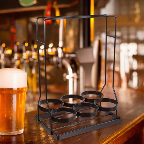 Soporte de vino de hierro con mango de madera para 6 botellas miniatura 5