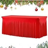Ylnailky Partytischdekorationsrock | 180 cm Rot Rechteckig Stoff Tischrock Für Feste,Wasserabweisende Festliche Tischdekorierung Für Restaurant Klassenzimmer Events Messe Empfang Buffet - Für Zuhause