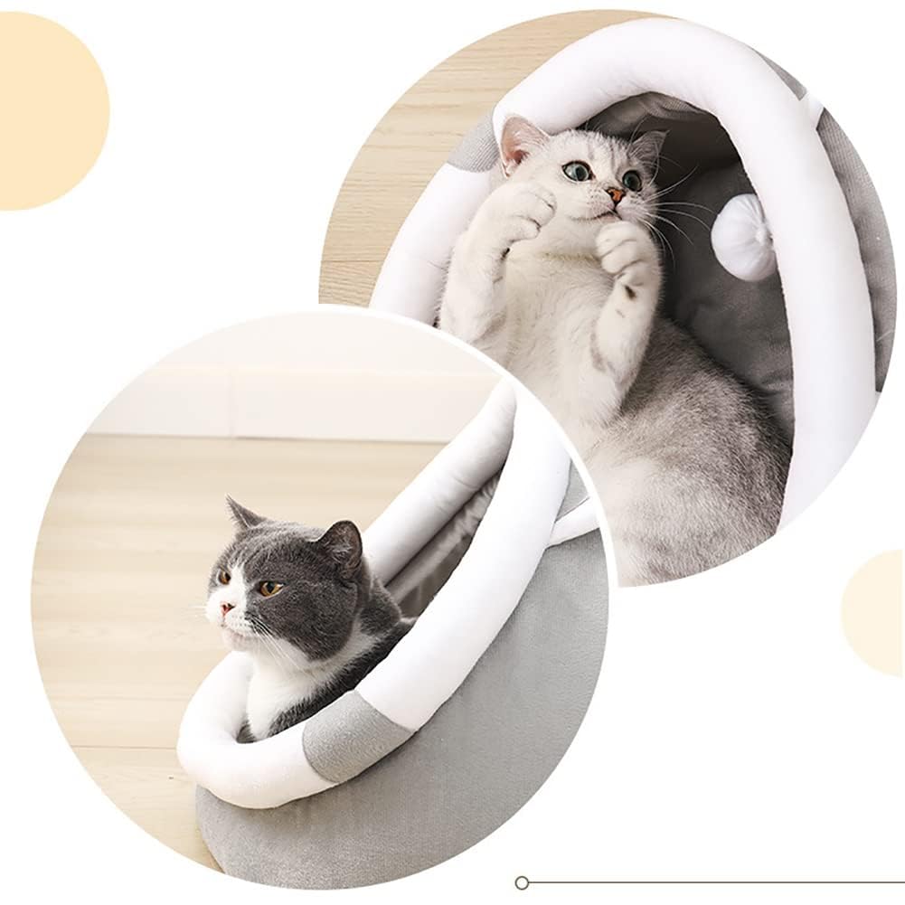 سرير للقطط والكلاب الصغيرة للأماكن الداخلية من تراسيل، سرير بنمط كهف على شكل أرنب لطيف، مهدئ ومضاد للقلق، سرير كهف للقطط والكلاب الصغيرة مع لعبة معلقة، سرير جرو وسادة قابلة للإزالة (مقاس كبير)