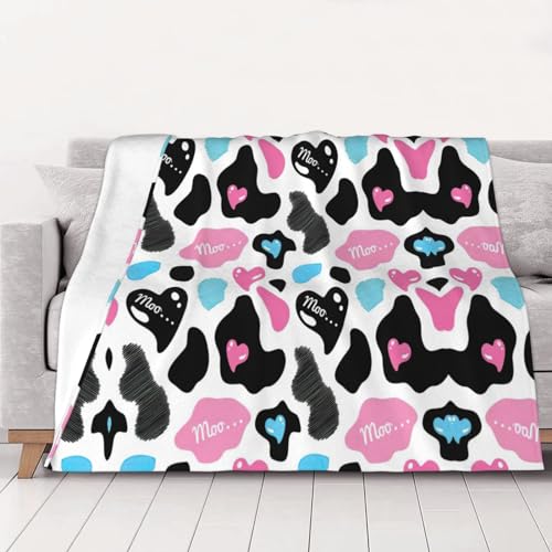 Couverture polaire peau de vache à cœurs plaid canapé 150x200cm - 2