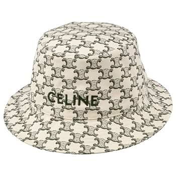 美品　CELINE♦︎バケットハット M ロゴ入り　ホワイト 新品 CELINE セリーヌ トリオンフ バケットハット バケハ 帽子