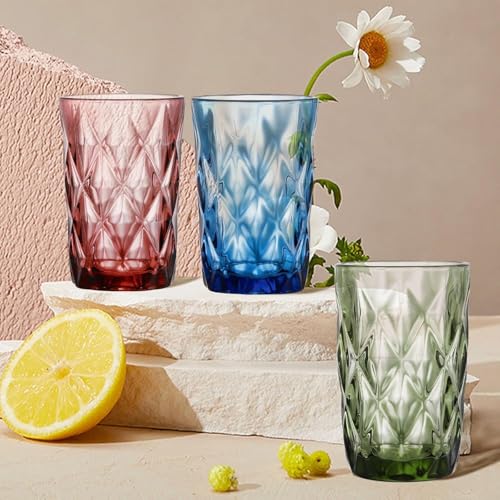 Image of Pink Juice Glasses Drinking Glasses, Highball Lead-Free Glasses, Tumblers for Water, Juice, Beer, Cocktail and Mixed Drinks - Pieces, Transparent (TR-10, 2 Count (Pack of 1))