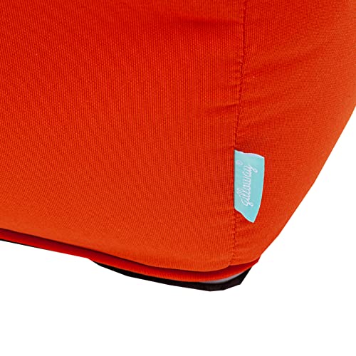 Image of QILLOWAY Inflatable Outdoor Ottoman for Patio, Water Resistant Pouf Cube 16 inch, Inflatable Foot Rest, Outdoor Footstool for Poolside, Garden,Camping, Orange