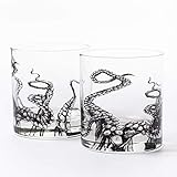 Whiskey Glasses by Black Lantern – Handmade Whiskey Glass Set and Bar Glasses – Octopus...