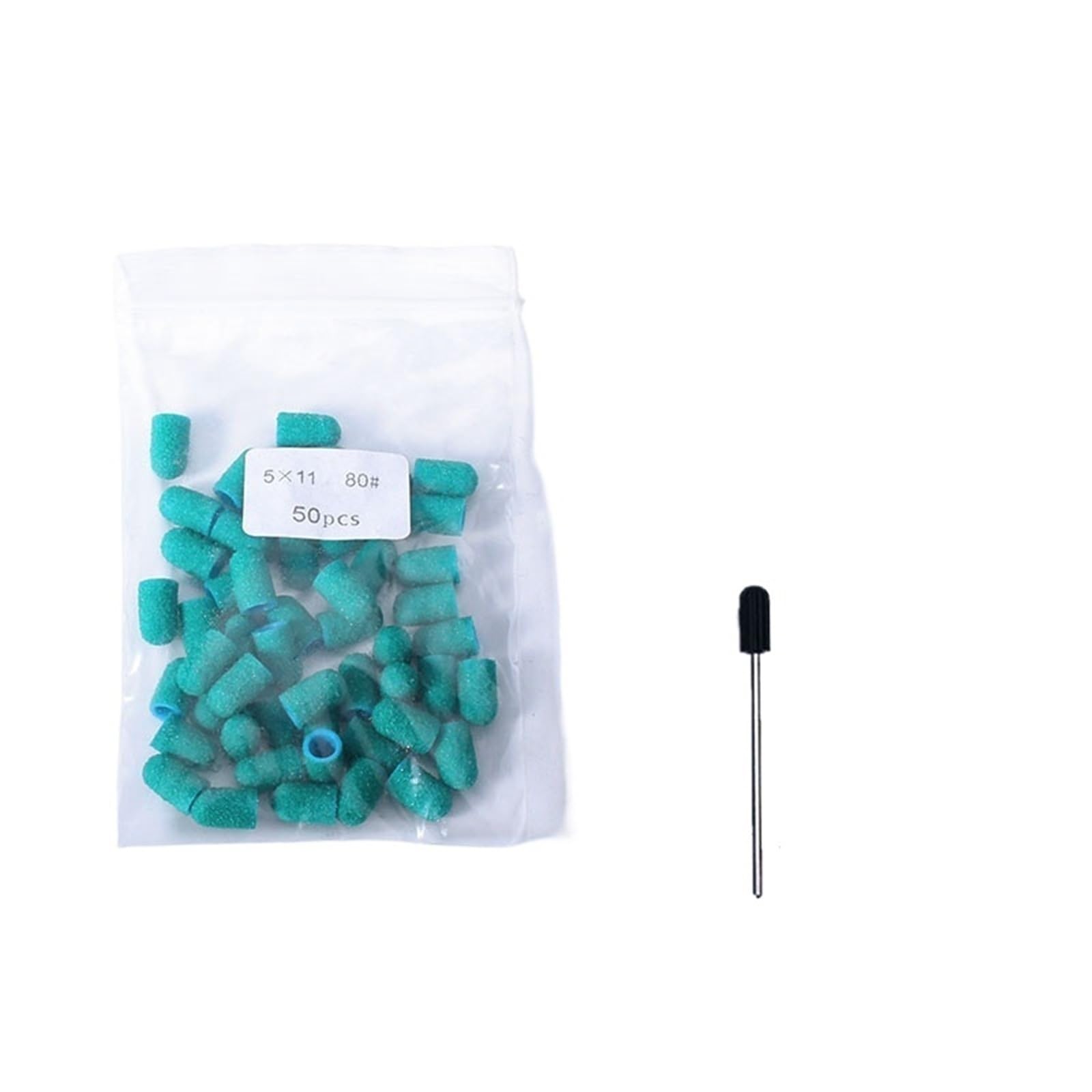 Fresas Torno Para UñAs 50 Uds tapas verdes broca de goma for uñas pulido arte giratorio eliminar rebabas herramienta accesorio for manicura pedicura para Manicura(5x11mm-80)
