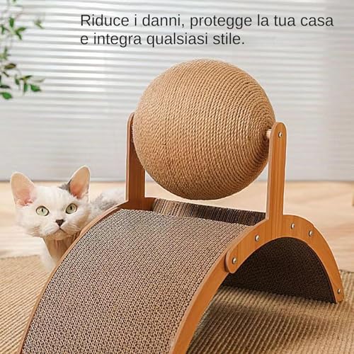 Rascador para gatos vertical con torre de escalada y base de madera 6