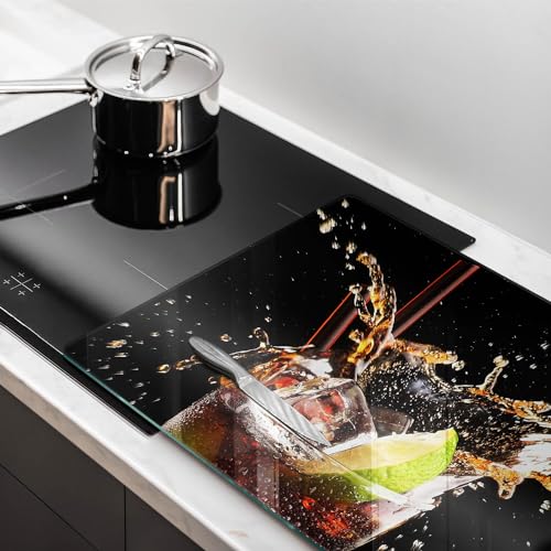 Planche à découper induction premium Wallfluent 80x52cm en verre de sécurité haute qualité