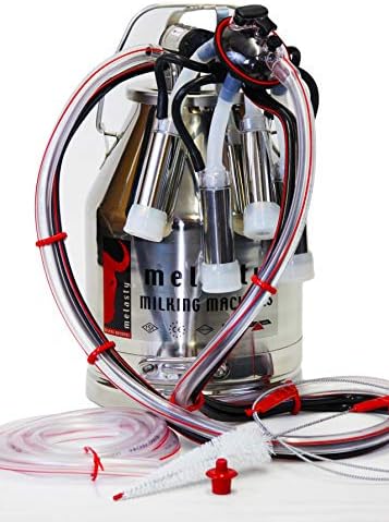 Melasty Portable Bucket Milker Stainless Steel with Silicone Liners. Complete Milking Bucket Set for Fixed Systems