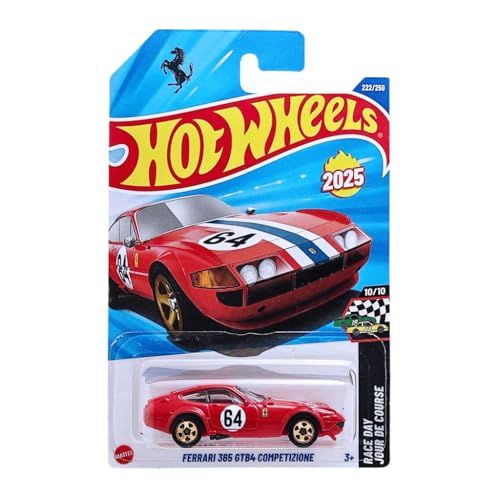 Hot Wheels Ferrari 365 GTB4 Competizione HYW48 HW Race Day 10/10 Short Card Red Ferrari Licencia Mattel 2025 1:64