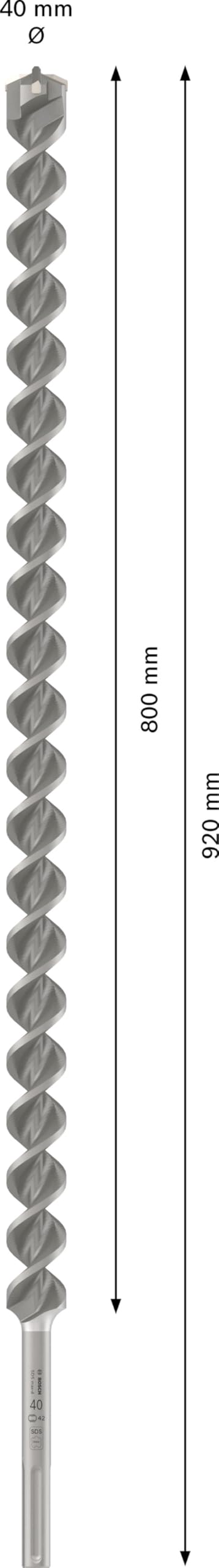Bosch 1x Foret PRO SDS max-4 (pour Béton armé, Bloc de construction en béton, Ø 40,00 mm, Professional Accessoire Marteau burineur)