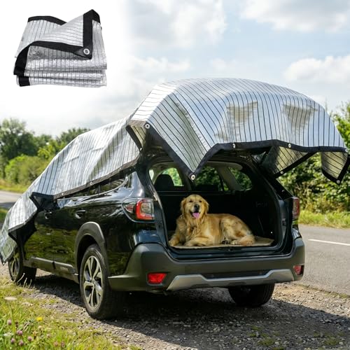 BeGrit Filet D'ombrage Aluminium 3x4m Filet de Protection Solaire Voiture Refroidissement 75%-80% Filet de Protection Soleil Frais Chien Voile Ombrage...