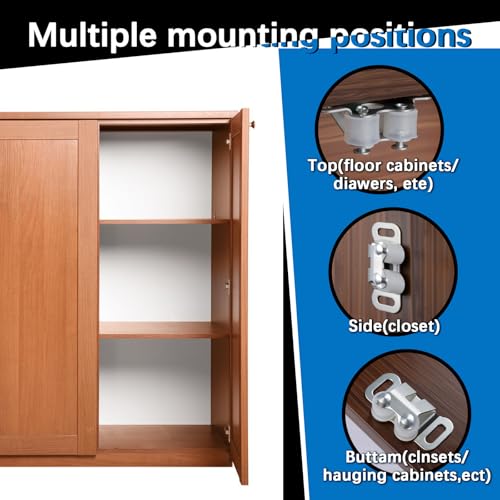 INCREWAY 20 Sets Cabinet Latch Double Roller Catch Hardware para Puertas de Gabinete de Cocina y Clósets, color Plateado miniatura 4