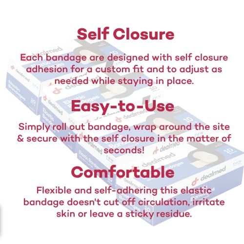 Dealmed 2" Elastic Bandage Wrap With Self-Closure – 10 Elastic Bandages, 5 Yards Stretched Compression Bandage Wrap, Wound Care Product For First Aid Kit And Medical Facilities #TOP3