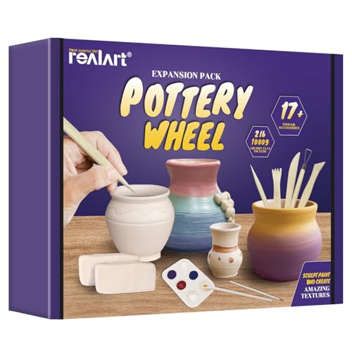 REALART 16PCS Clay Kit for Adults Pottery Air Dry Clay Kit with Sculpting Tools Paint Brushes and So On