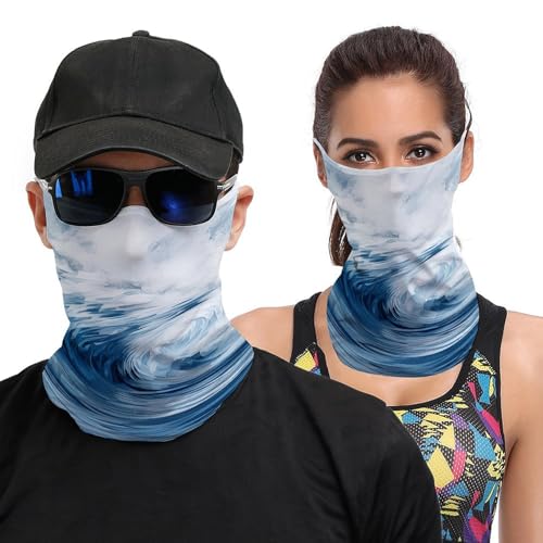 Neck Gaiter Blue Wave Art Face Mask for Travel Face Cover Scarf for Men Women Elastic Headbands Wind-proof Bandana for Skiing Fishing Hiking Cycling