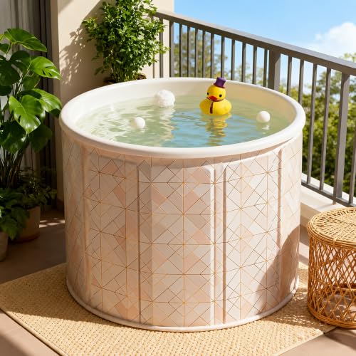 Image of YAGVIZ Bath tub for adult for bathroom Tub for Home SPA, Maintains Hot & Cold Temperature, Thickened Layer for Hot and ice bathtub,PVC Leakproof Bath Tub with Drain-pipe