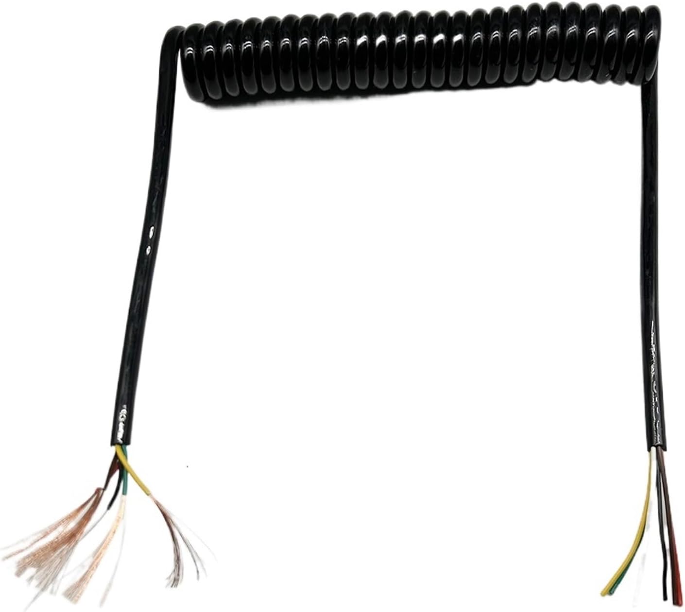 Retractable Spring Coiled Extension Cord ， 5 Cores 0.5mm2 Spring Telescopic Wire Expandable Black Power Cord Extend Tensile Spiral Cable(Stretch 1 Meter)