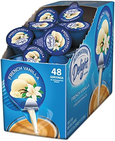International Delight 02282 Flavored Liquid Non-Dairy Coffee Creamer French Vanilla 0.4375 oz, 48/BX