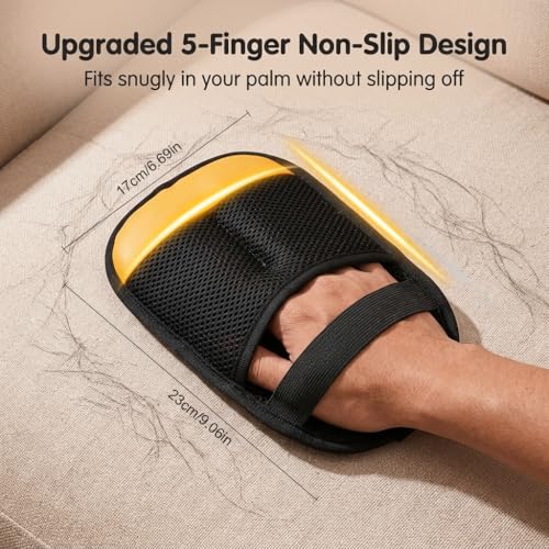 Image of Qpets Pet Hair Removal Glove for Dogs and Cats Reusable Electrostatic Lint Remover Mitt for Sofa Bed Carpet Clothing and Car Seats Comfortable Five Finger Design