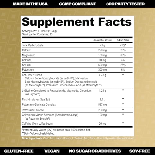 Image of Korrect Fuel Ketone Electrolyte Powder | Hydration, Focus, & Energy Support | Gluten Free, Sugar Free, Zero Calories | 15 Single-Serve Packets, Melonberry