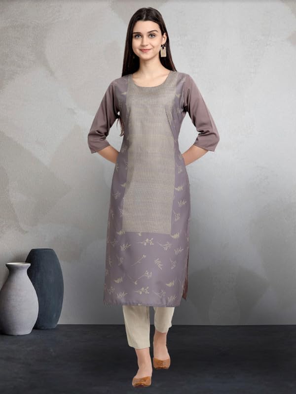 Pinkmint Elegant Printed Crepe Kurti's For Women's Ll Fashionable Kurti Ll Stright Round Neck Kurti (Pack Of 6)