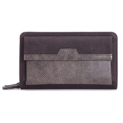 BAHAMUT - Wallets - New Men's Clutch Wallet Male Zipper Bag Long Leather Men Wallet First Layer Cow Hand Bag Multi-functional Long Bag (Coffee Clutch)