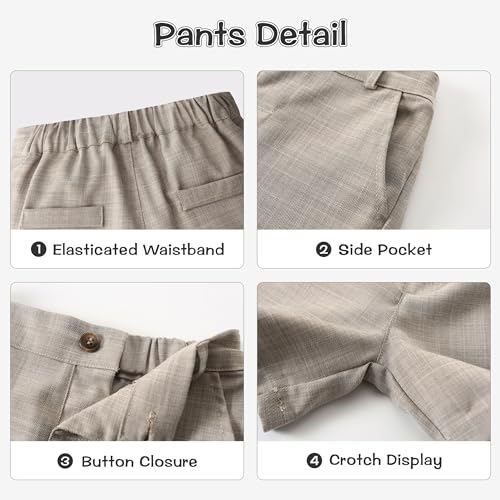 Image of Volunboy Baby Boys Summer Suits Short Sleeve Wedding Ring Bearer Outfits 4Pcs Graduation Dress Vest Shirt Bowtie Shorts Set
