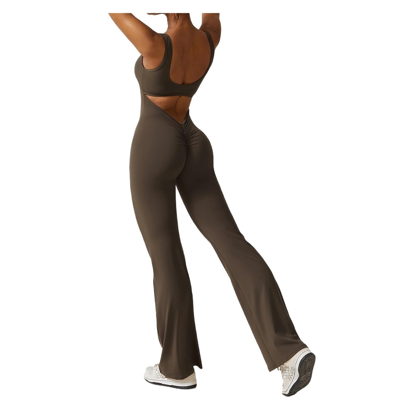 Conjunto Deportivo De Una Pieza con Espalda En V For Mujer, Traje De Yoga, Pantalones Acampanados, Mono Deportivo, Monos De Fitness
