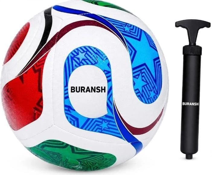 Image of Football Size no. 5 | Suitable for Kids & Adults | for Outdoors Professional use | High Performance, Light Weight, Well Stiched | with Pump & Needle.