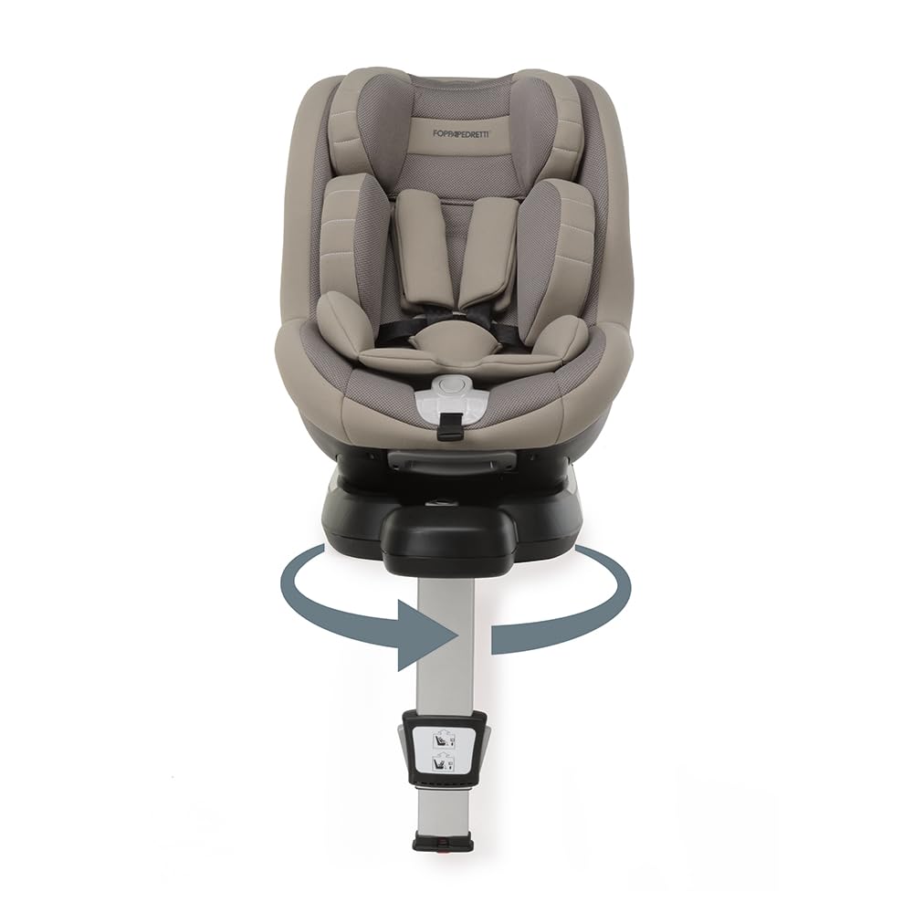 Foppapedretti Siège auto Logik I-Size, siège pivotant à 360° pour enfant de 40 à 105 cm de hauteur, conforme ECE R129, fixation Isofix, appuie-tête à 13 hauteurs, Desert