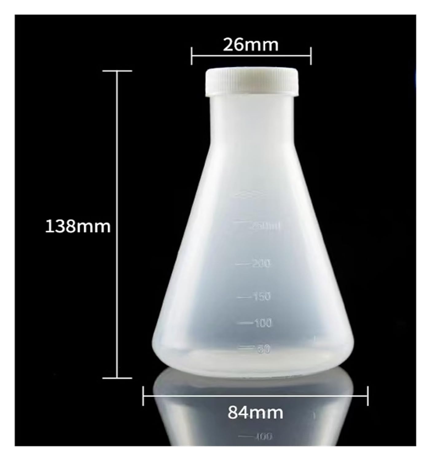 50ml to 1000ml Lab Plastic erlenmeyer Flask conical Container Bottle with Screw Cap for Laboratory Experiment(1set (See at Below))