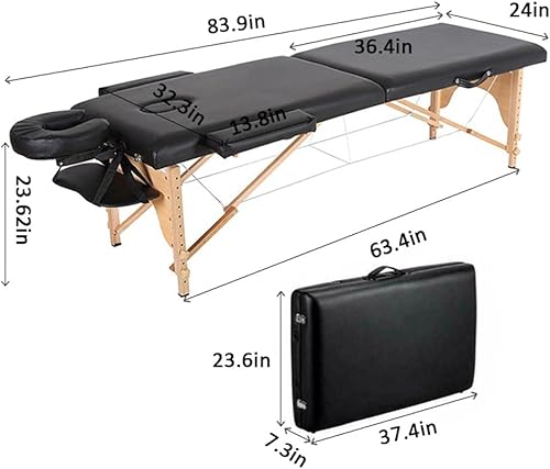 Miniatura 7 de Cama de masaje portátil plegable SPA mesa de masaje ajustable en altura 2 cama de salón plegable 84 pulgadas con asa de transporte rosa