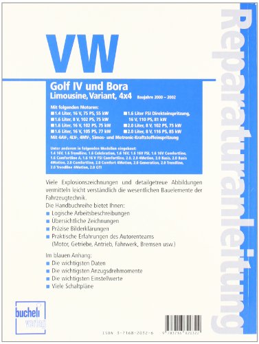 VW Golf IV / Bora: 2000-2002 // Reprint der 1. Auflage 2003 (Reparaturanleitungen)