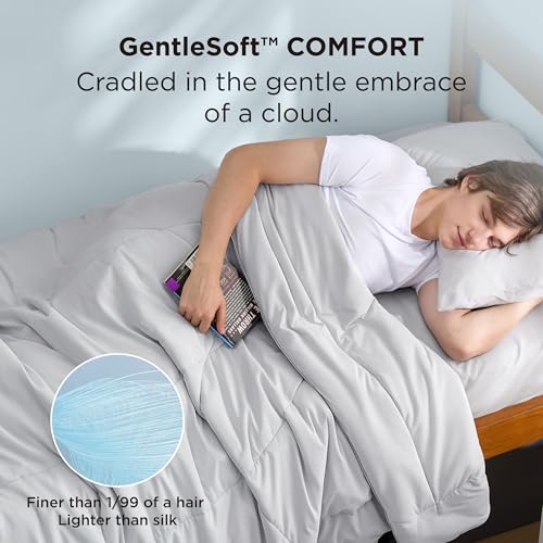 Image of Bedsure Cooling Comforter Twin XL - Cooling Blankets for Hot Sleepers, Lightweight Comforter for Summer with Dual-Sided Cool Tech, Soft Breathable Cold Blanket for Sleeping, Grey, 68x92 Inches