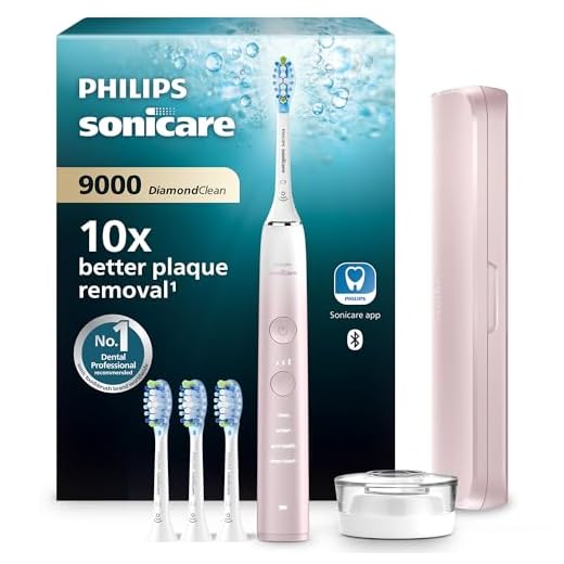 Philips Sonicare DiamondClean Elektrische Zahnbürste, 9000er Serie, Sonderedition – Schallzahnbürste, sauberere Zähne, 4x C3 Premium Plaque Defense-Bürstenköpfen, pink (Modell HX9911/79)