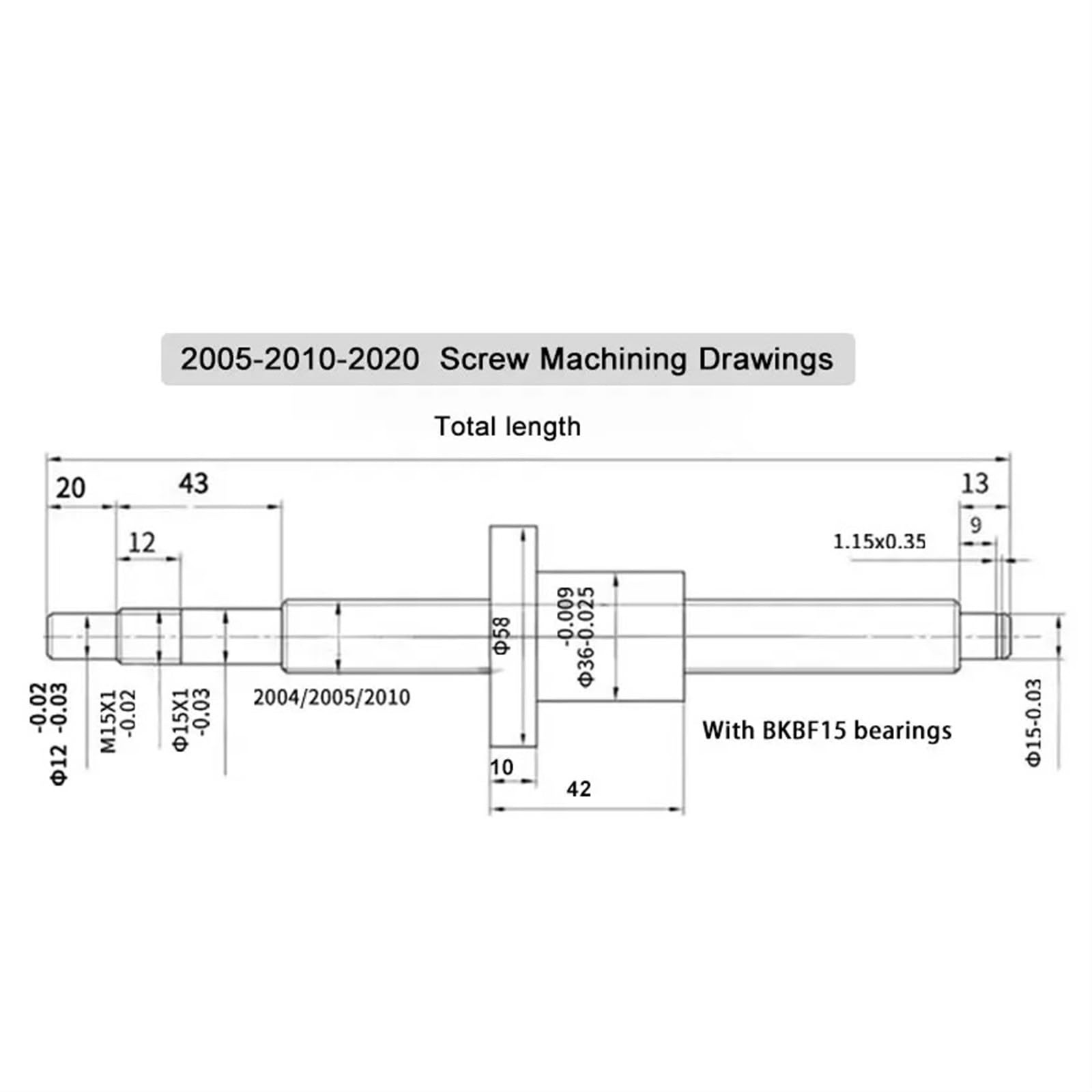 Metal Ball Screw nut end Processing Ball Screw End Machining SFU2010 Nut Housing+ BK15 BF15 Fixed Support Block Jaw Coupling(895mm)