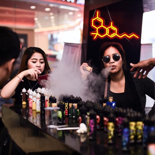 Image of Smoke Shop Neon Sign about Molecular Structure for Store or Bar Advertising,Smoking Lounge Decor,Easy Hanging,5V USB Powered.16 * 9.5inches.