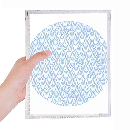 Carnet à spirales à motif de vagues bleues en papier premium