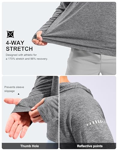 Image of Men's Sun Protection Hoodie Shirts Long Sleeve UPF 50+ Swim Shirts for Men Rash Guard Fishing Shirt Quick Dry