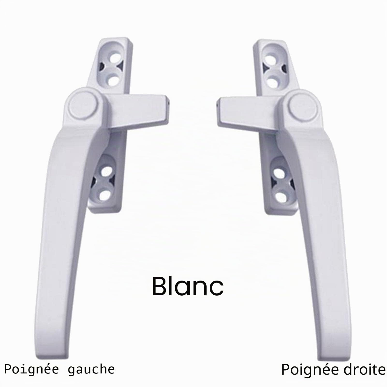 Poignée de fenêtre universelle en alliage d'aluminium avec serrures pour double vitrage, porte à bascule, sécurité - Barre droite blanche