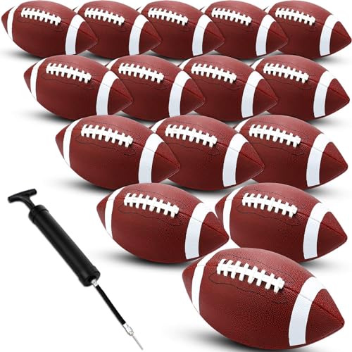 Jerify Composite Leather Footballs, Official Size, 15 Pcs with Pump,