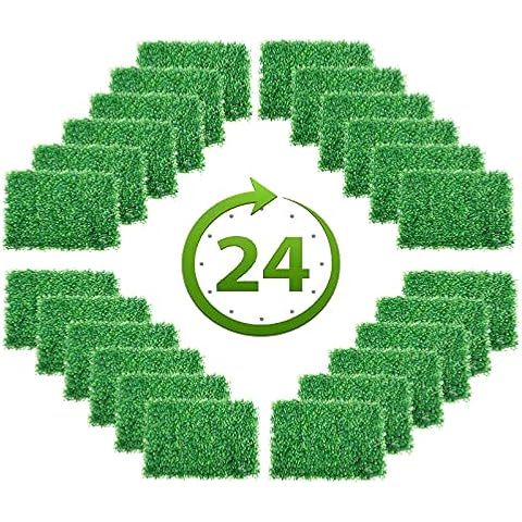 Finderomend Grass Wall Panels Pack of 24, Milan Leaves Grass Backdrop Wall Artificial Boxwood Hedge Wall Panels, 24“x 16” Grass Backdrop for Party for Indoor Outdoor Garden Backyard Cover