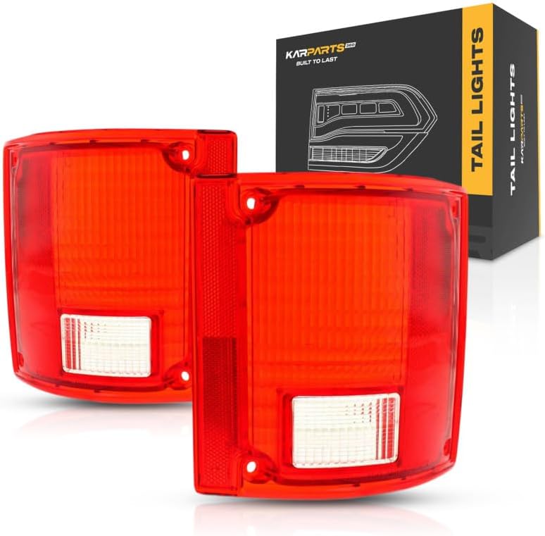 CarLights360 For 1973-1991 Chevy Pickup Tail Light Lens Driver and Passenger Side Pair | Plastic | Red and Clear | Replacement For GM2808111, GM2809111 | 5965775
