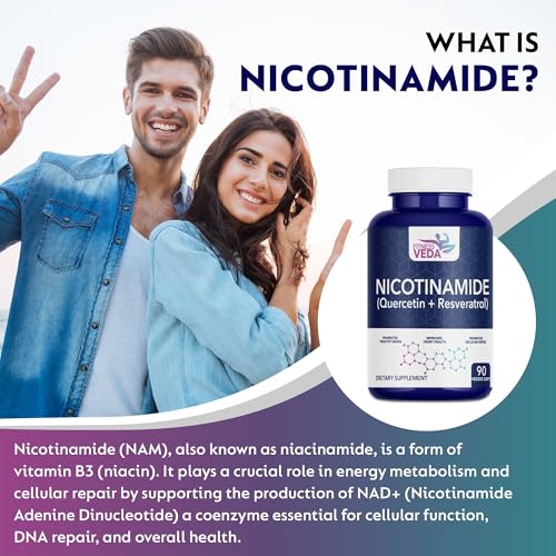 Image of Nicotinamide(Nmn) Quercetin + Resveratrol Supplement Boosts NAD | Healthy Ageing| Cellular Repair| Antioxidant Support - 90 Capsules